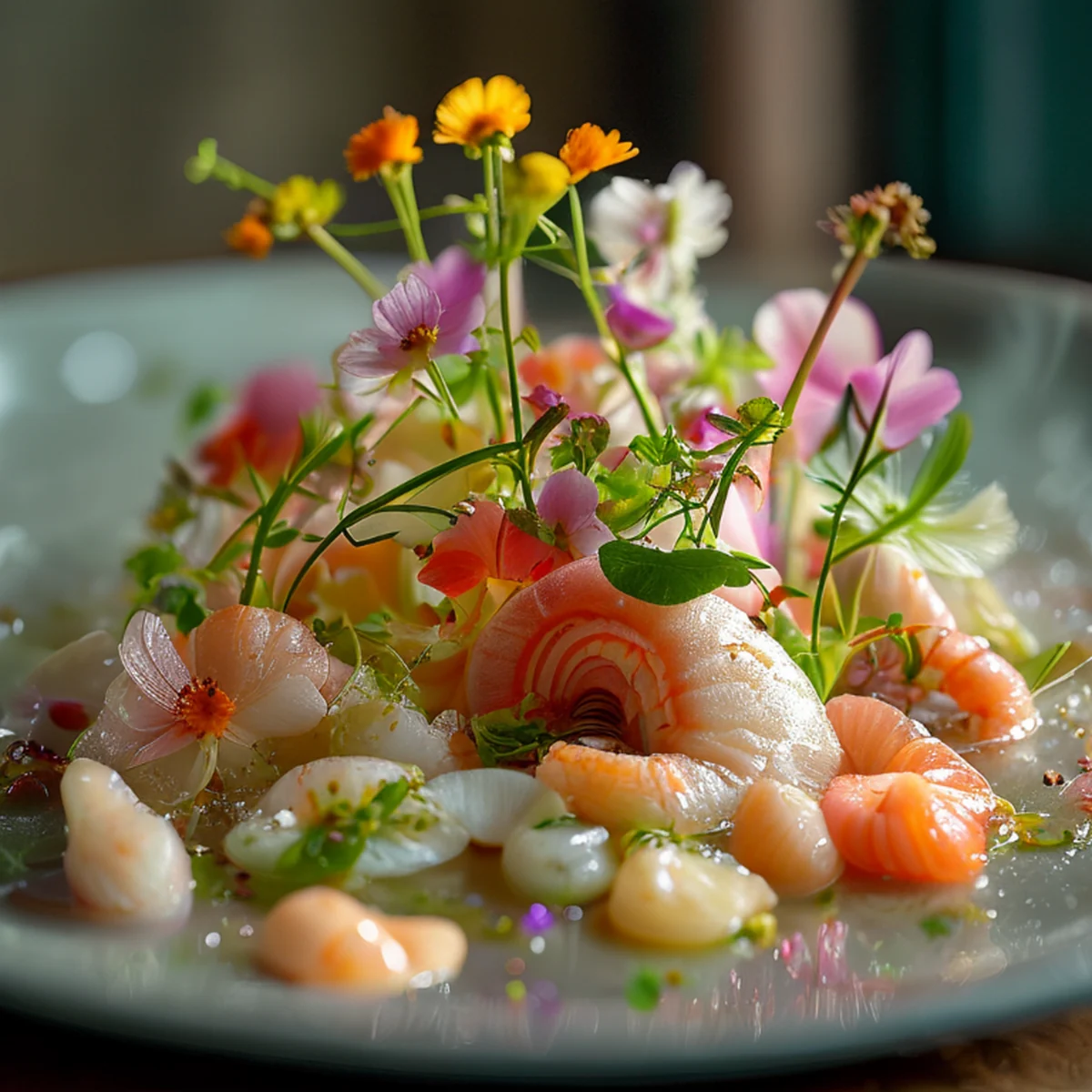 Piatto gourmet raffinato con ingredienti locali di Jeju