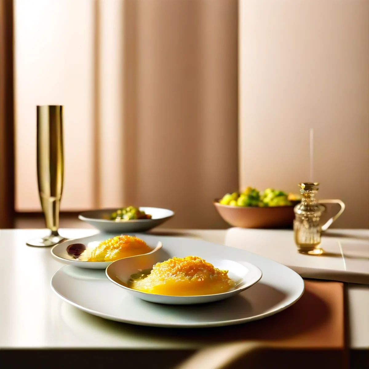 Mesa de jantar de luxo com pratos gourmet em Jeju