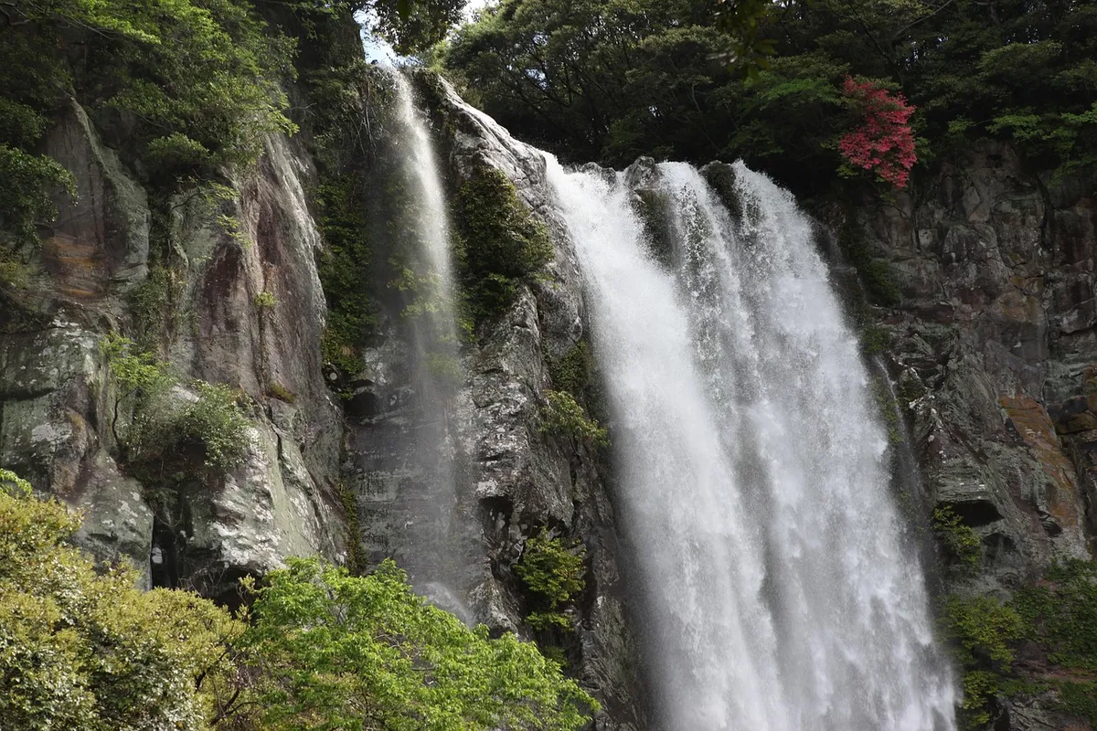 the body of water, nature, waterfall, river, scenery, water, rock wall, travel, jeju, jeju island, seogwipo, cheon ji-yeon, cheonjiyeon falls, cliff, volcanic i