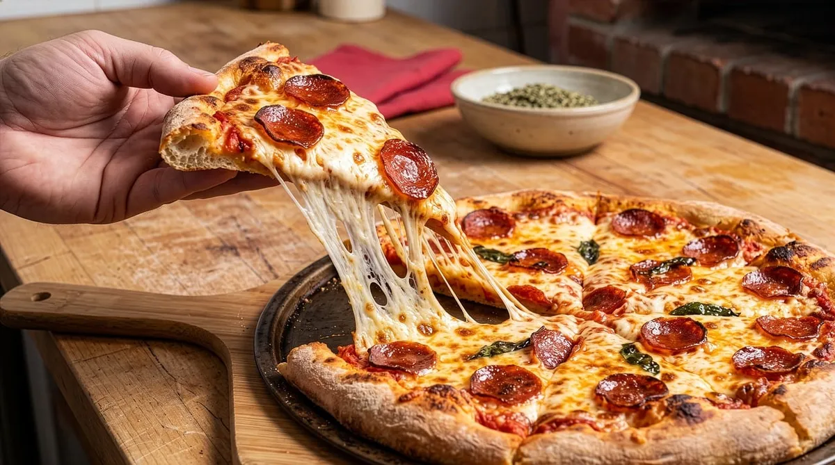 ピザ、ペッペリーニ、チーズ、ピザ屋、食品、レストラン、ランチ、夕食、スライス、新鮮、トマトソース、美味しい、カリッとした、焼いた、イタリアン、伝統的、木の背景