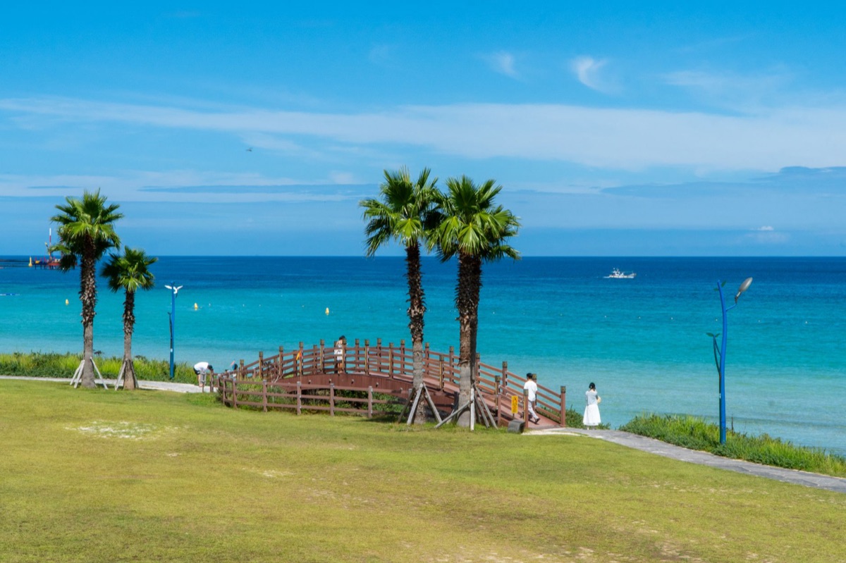 Café de plage le long de la côte ouest de Jeju