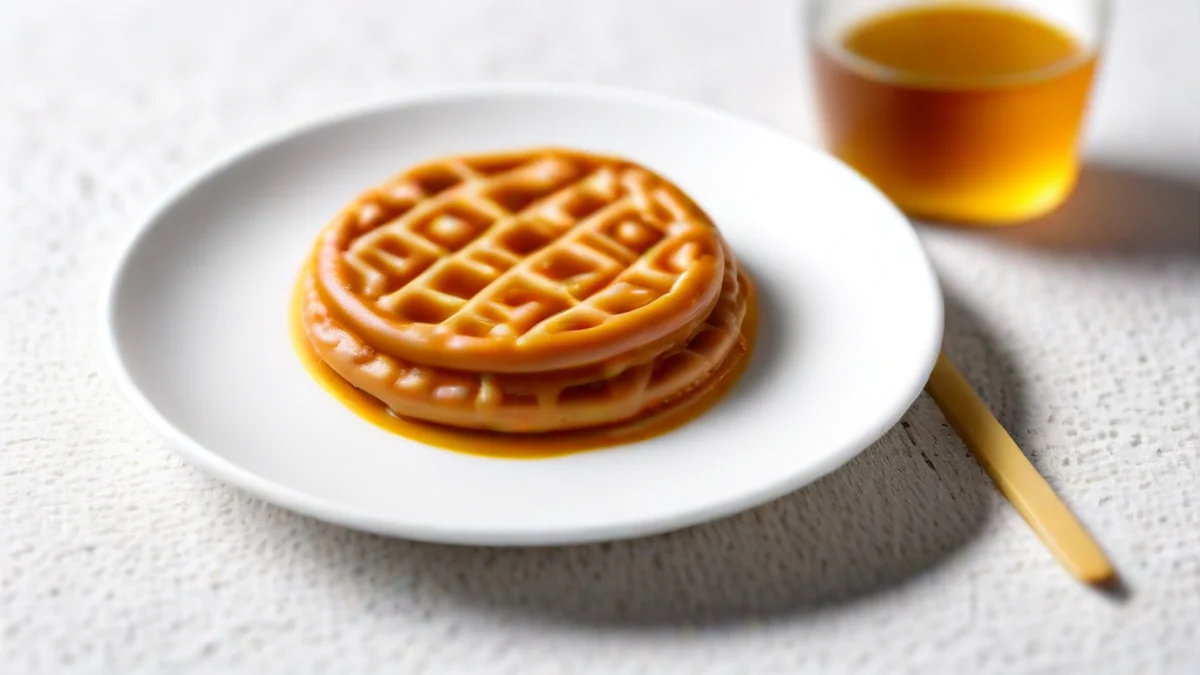 Niederländische stroopwafel-Kekse auf einem weißen Teller