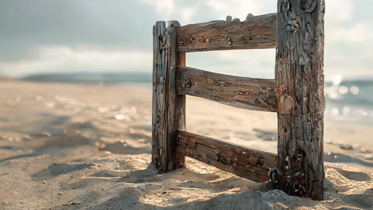 A gate with salt-cracked stone surfaces, showing signs of erosion and weathering.