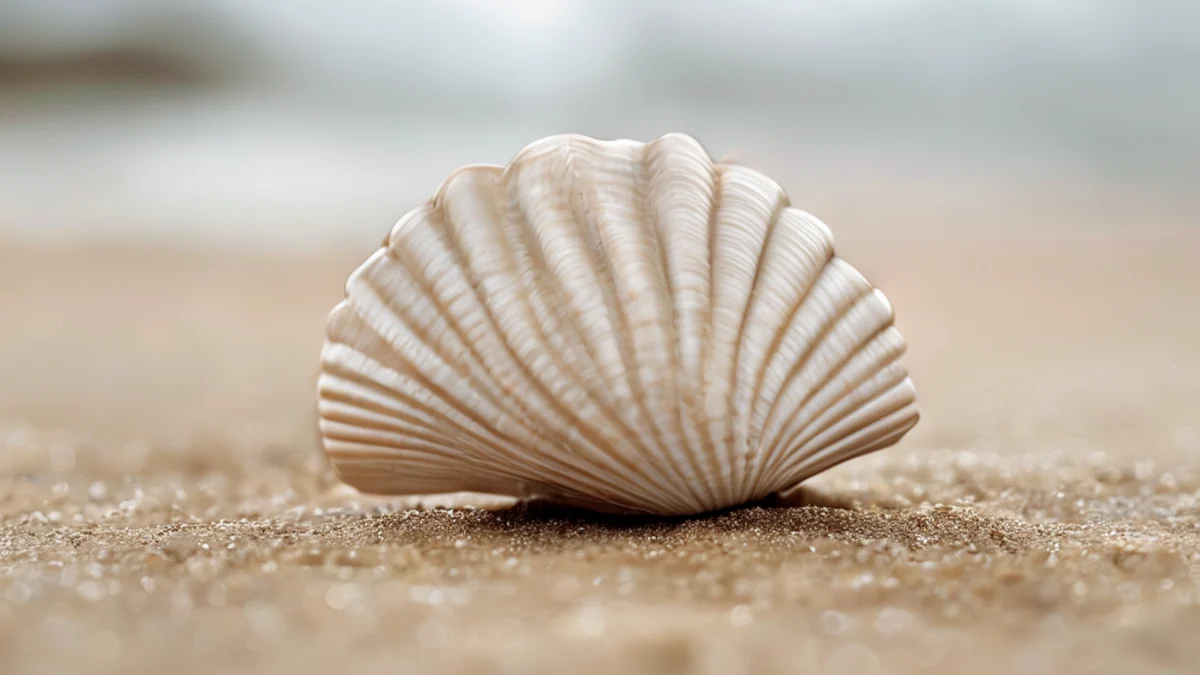 Tropische schelp, dichtbij beeld met gladde boog en natuurlijke textuur.