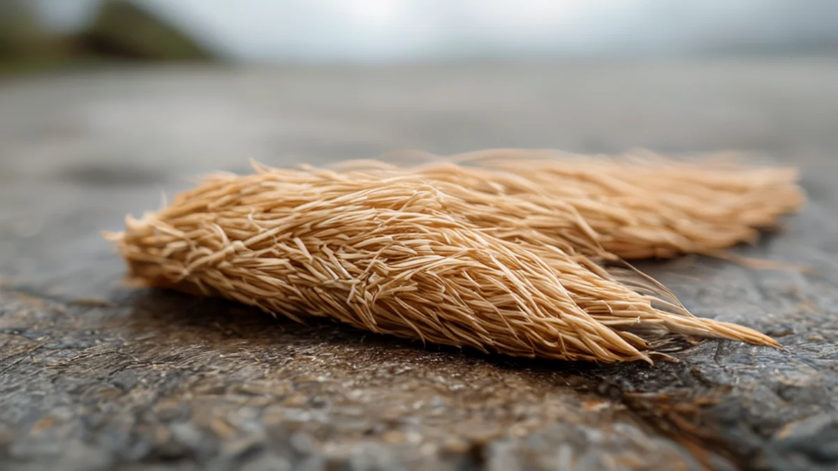 Filamentos de paja de arroz, fibras naturais para a fabricação.