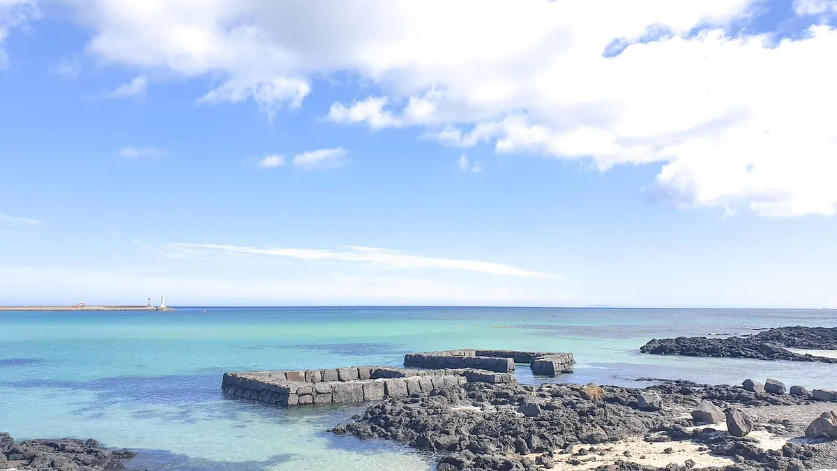 jeju, ocean, korea, sky, summer, blue, weather, natural bath, jeju sea bricks amsterdam, landscape, island, republic of korea, jeju sea, blue sky, beach, scener